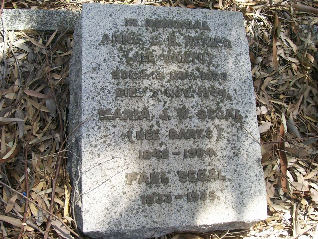 SEGAL Paul 1833-1905 :: SEGAL  Maria J.W. nee BARKS 1842-1904 :: HERING Anna C.B.  nee DANTU 1863-1944