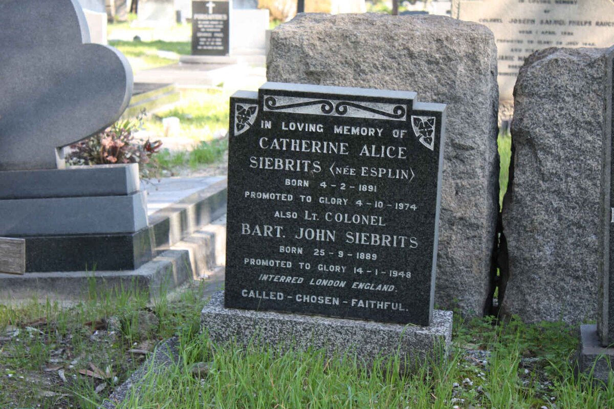 SIEBRITS Bart John 1889-1948 &amp; Catherine Alice ESPLIN 1891-1974