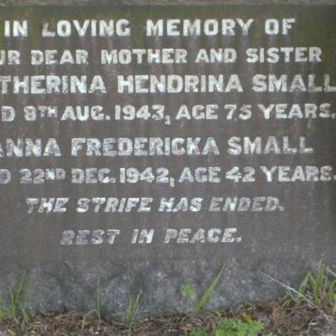 SMALL Catherina Hendrina  -1943 :: SMALL Anna Fredericka  -1942 