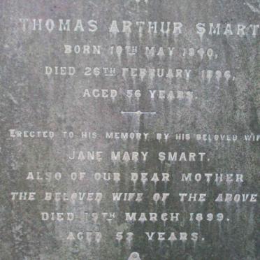 SMART Thomas Arthur 1840-1896 &amp; Jane Mary -1899