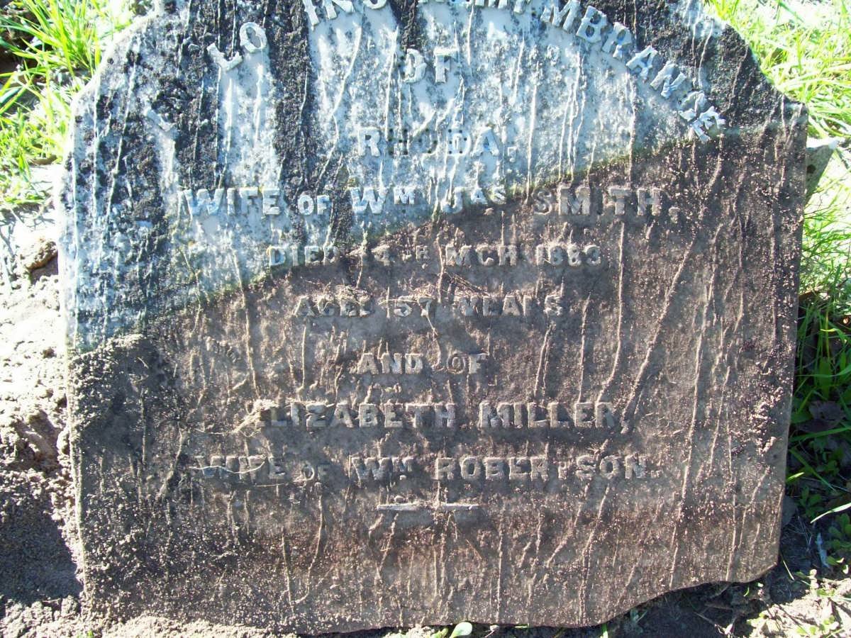 SMITH Rhoda -1883 :: ROBERTSON Elizabeth nee MILLER