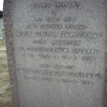 SOMERVILLE Mary Sophia nee HODGSON 1874-1939 :: SOMERVILLE Charles Hodgson 1905-1913