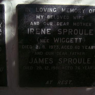 SPROULE James -1981 &amp; Irene WIGGETT -1973