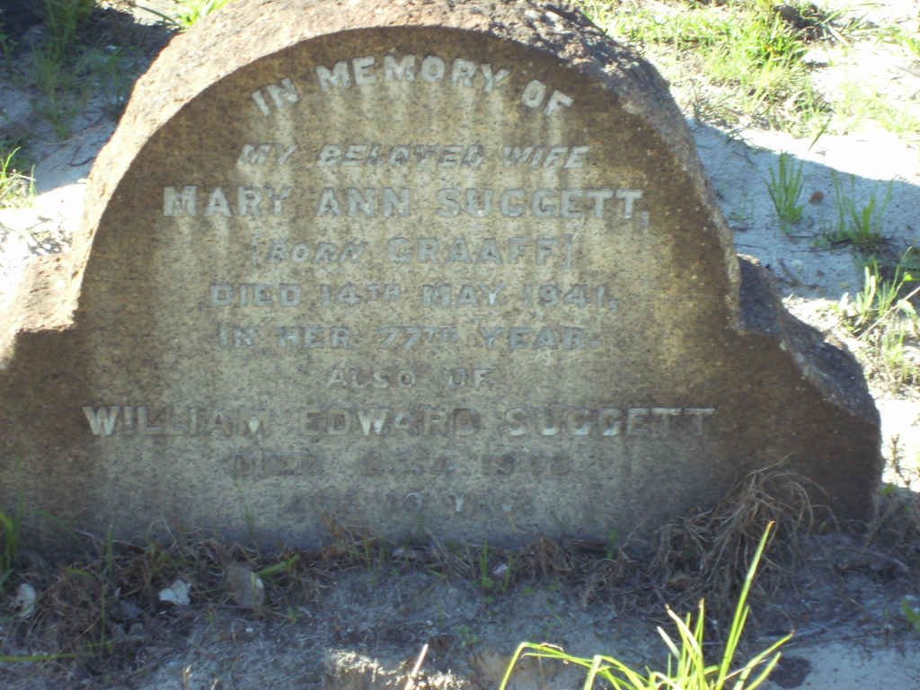 SUGGETT William Edward  -1948 &amp; Mary Ann GRAAFF  -1941