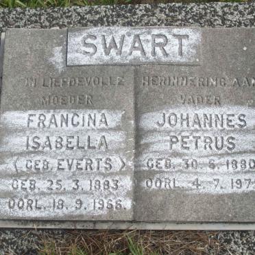 SWART Johannes Petrus 1880-1972 &amp; Francina Isabella EVERTS 1883-1966