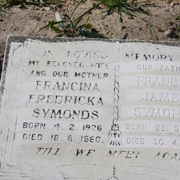 SYMONDS Francis James 1914-1995 &amp; Francina Fredricka 1926-1980