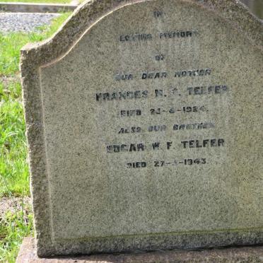TELFER Frances M.G. -1924 :: TELFER Edgar W.F. -1943