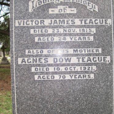 TEAGUE Victor James -1915 ::TEAGUE  Agnes Dow -1921