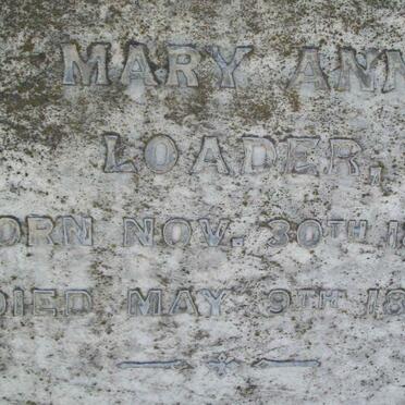 LOADER Mary Ann 1826-1891