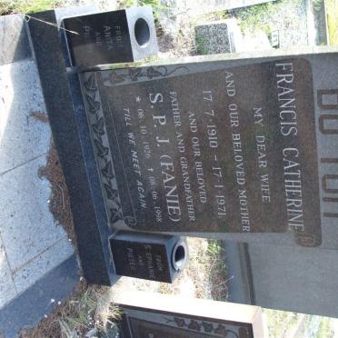 TOIT S.P.J., du 1926-1998, DU TOIT Francis Catherine 1910-1971