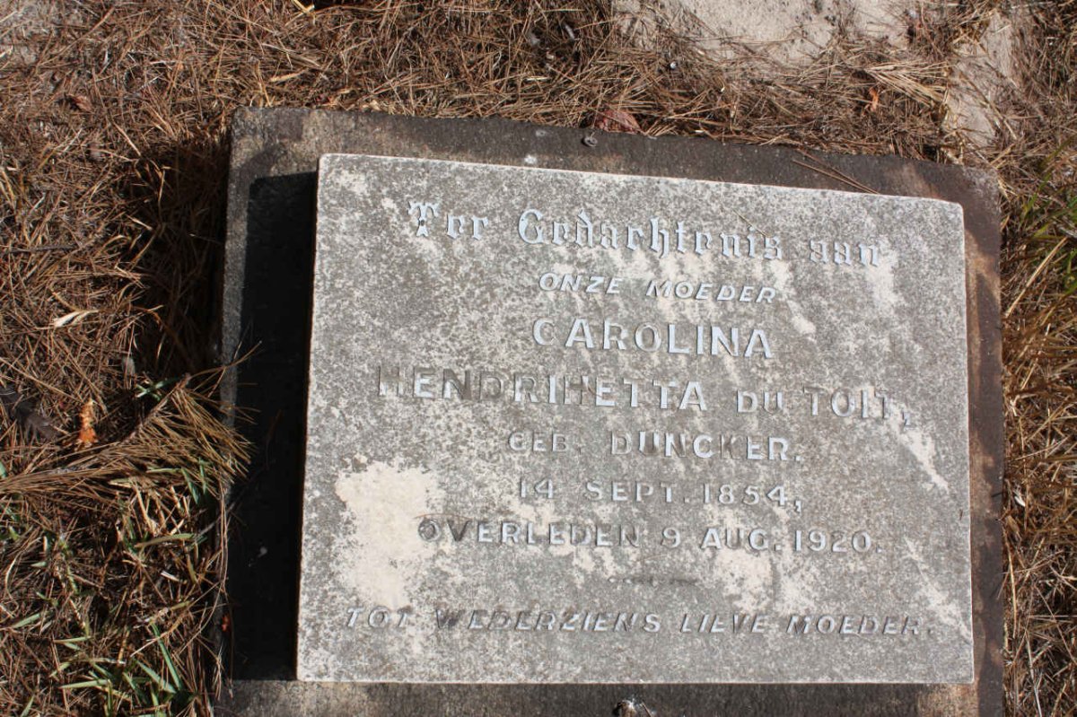 TOIT Carolina Hendrihetta, du nee DUNCKER 1854-1920