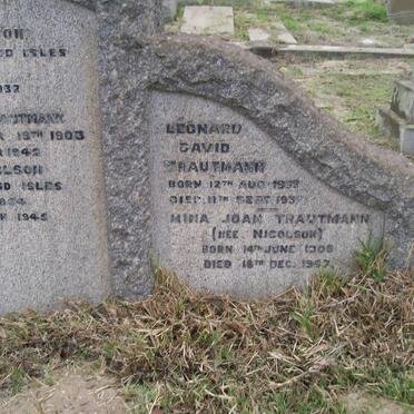 TRAUTMANN Leonard David 1933-1937 :: TRAUTMANN Mina Joan nee NICHOLSON 1906-1967