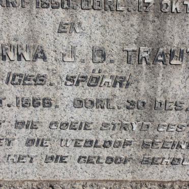 TRAUT Johanna J.D. nee SPOHR 1856-1946
