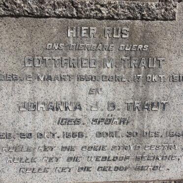 TRAUT Gottfried M. 1850-1916 &amp; Johanna J.D. SPOHR 1856-1946