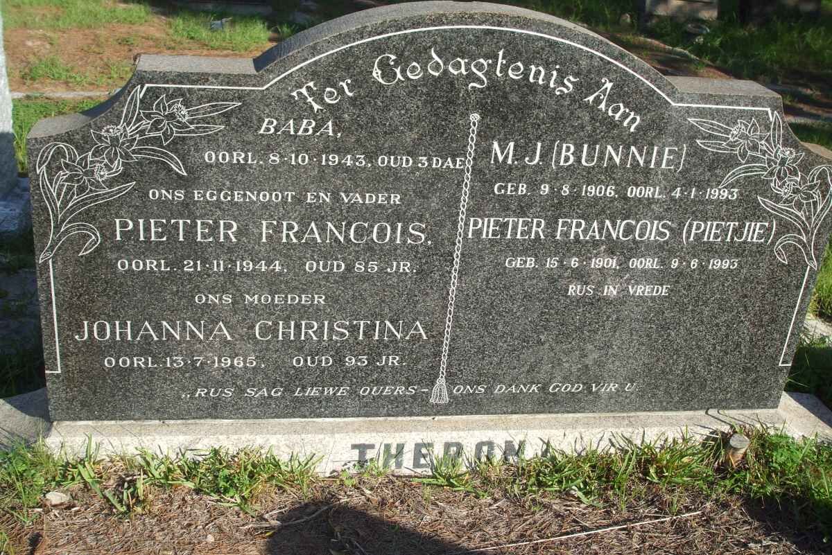 THERON Pieter Francois -1944 &amp; Johanna Christina -1965