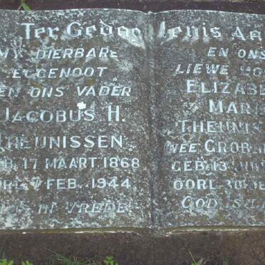 THEUNISSEN Jacobus H. 1868-1944 &amp; Elizabeth Marie GROBBELAAR 1877-1936
