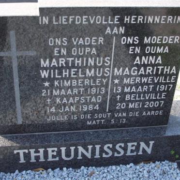 THEUNISSEN Marthinus Wilhelmus 1913-1984 &amp; Anna Magaritha 1917-2007