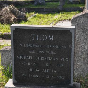 THOM Michael Christiaan Vos 1883-1929 &amp; Hilda Aletta 1885-1950