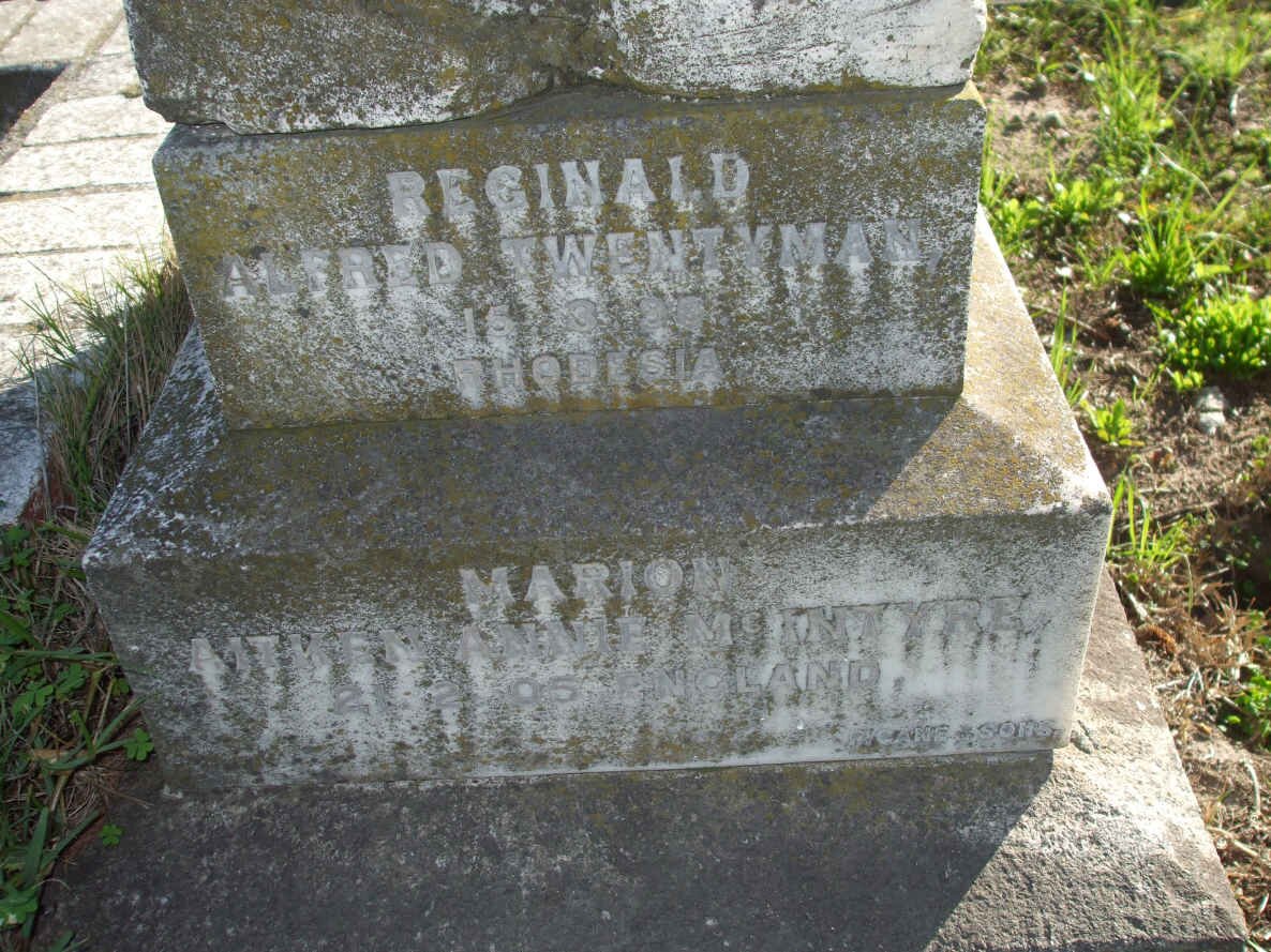 TWENTYMAN Reginald Alfred -?? :: Mc INTYRE  Marion A. -1905