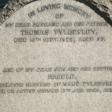 TYLDESLEY Thomas -1928 :: TYLDESLEY Harold -1943