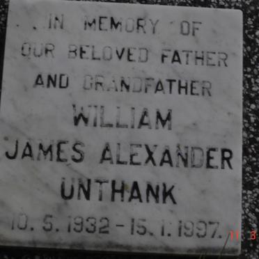 UNTHANK William James Alexander 1932-1997