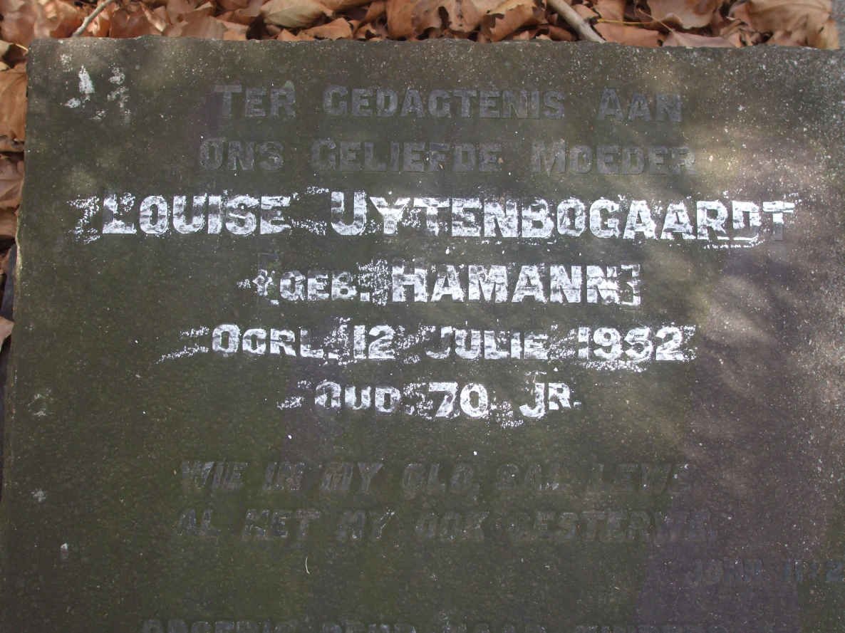 UYTENBOGAARDT Louise nee HAMANN -1952