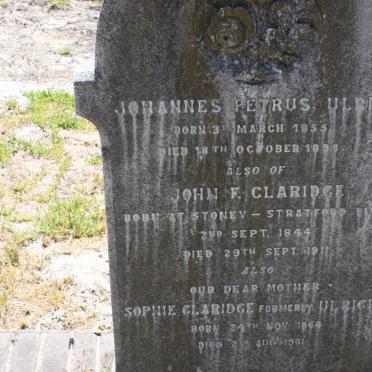 ULRICH Johannes Petrus 1855-1895 :: CLARIDGE John F. 1844-1911 :: CLARIDGE Sophie formerly ULRICH 1864-1931