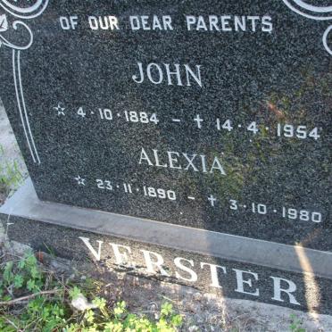 VERSTER John 1884-1954 &amp; Alexia 1890-1980