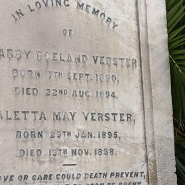 VERSTER Harry Roeland 1880-1894 :: VERSTER Aletta May 1895-1898