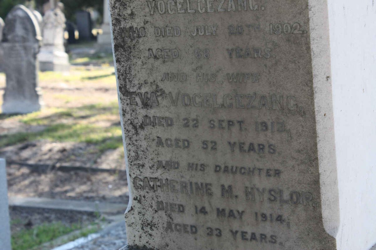 VOGELGEZANG Martinus Lambertus -1902 &amp; Eva -1913 :: HYSLOP Catherine M. -1914