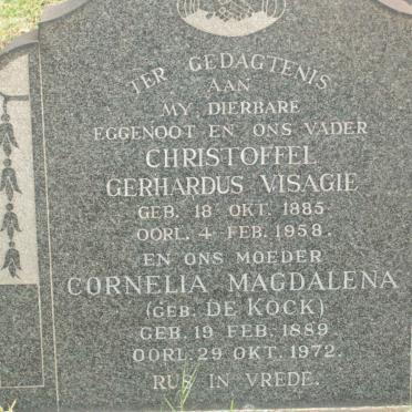 VISAGIE Christoffel Gerhardus 1885-1958 &amp; Cornelia Magdalena DE KOCK 1889-1972