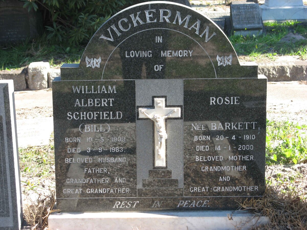 VICKERMAN William Albert Schofield 1909-1983 &amp; Rosie BARKETT 1910-2000
