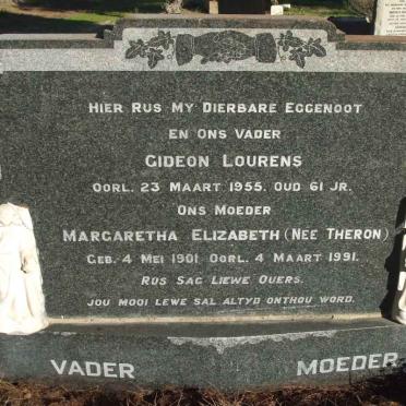 VISSER Gideon Lourens -1955 &amp; Margaretha Elizabeth THERON 1901-1991