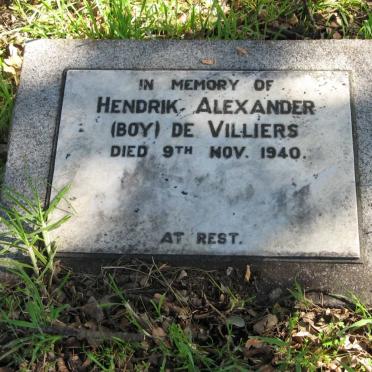 VILLIERS Hendrik Alexander, de -1940