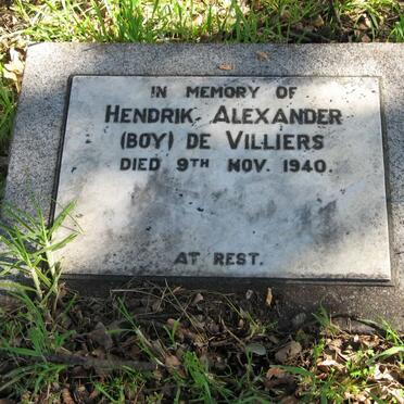VILLIERS Hendrik Alexander, de -1940