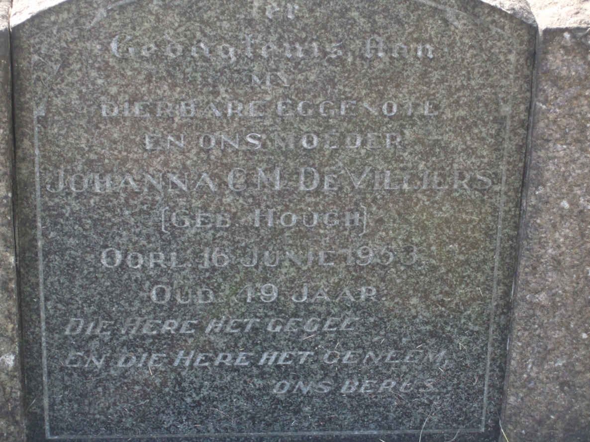 VILLIERS Johanna C.M., de nee HOUGH -1953