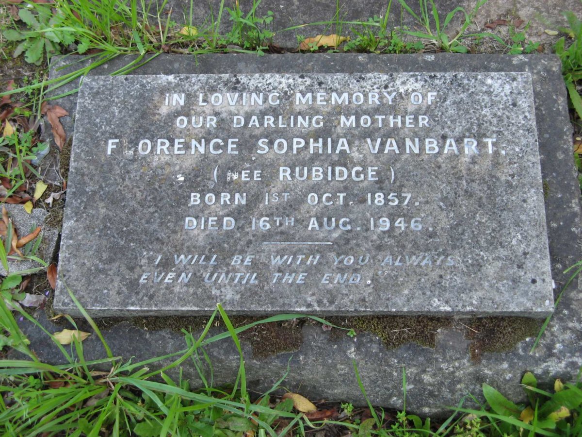 VANBART Florence Sophia nee RUBIDGE 1857-1946