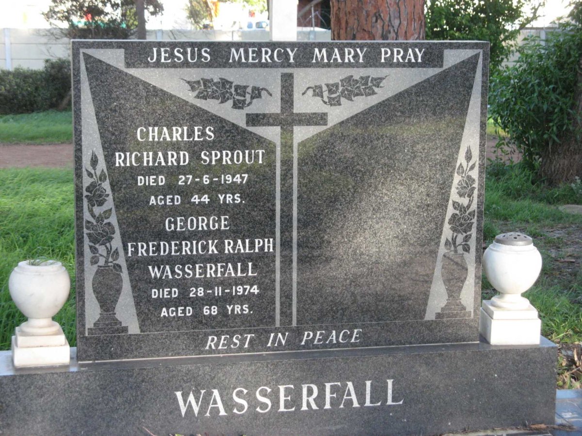 WASSERFALL George Frederick Ralph -1974 :: WASSERFALL Charles Richard Sprout -1947