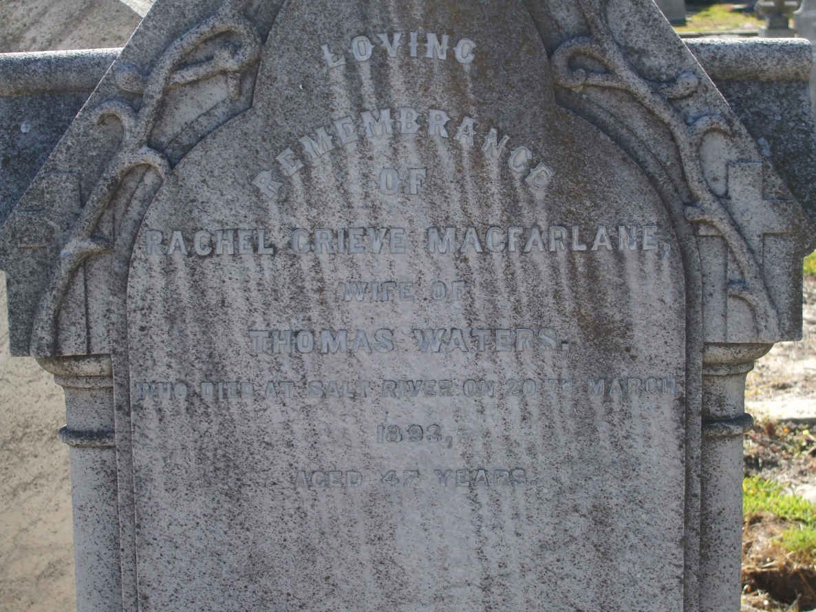 WATERS Rachel Grieve nee MACFARLANE -1893