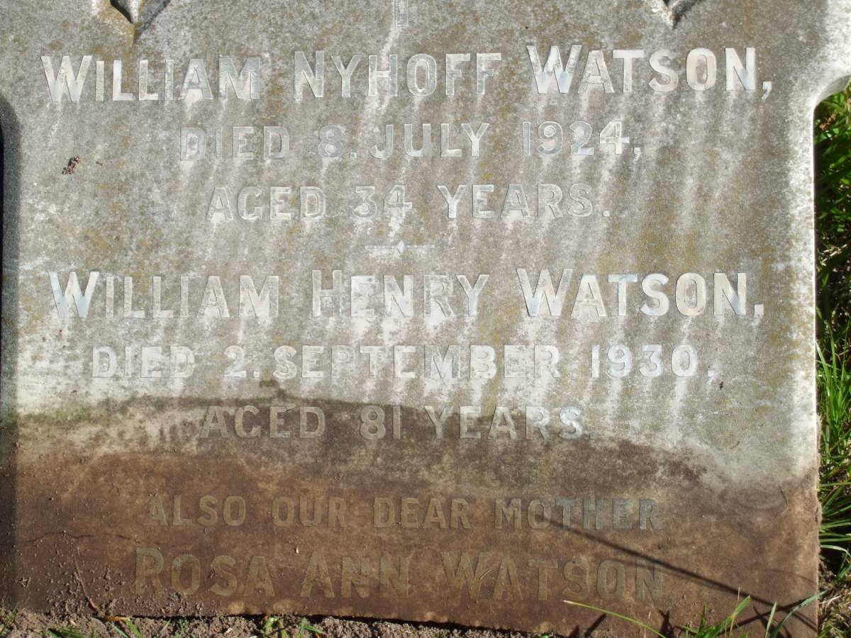 WATSON William Nyhoff -1924 :: WATSON William Henry -1930 :: WATSON Rosa Ann -1931 :: WATSON Ruth Elizabeth -1955
