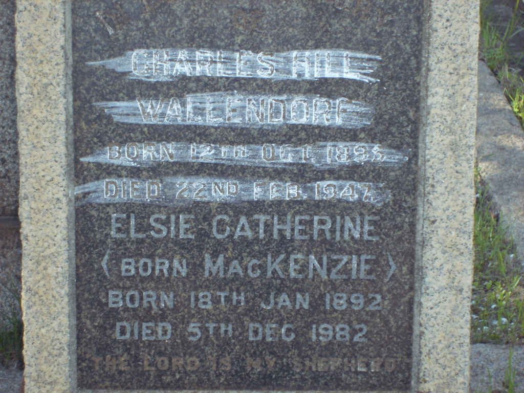 WALLENDORF Charles Hill, von 1896-1947 &amp; Elsie Catherine MacKENZIE 1892-1982