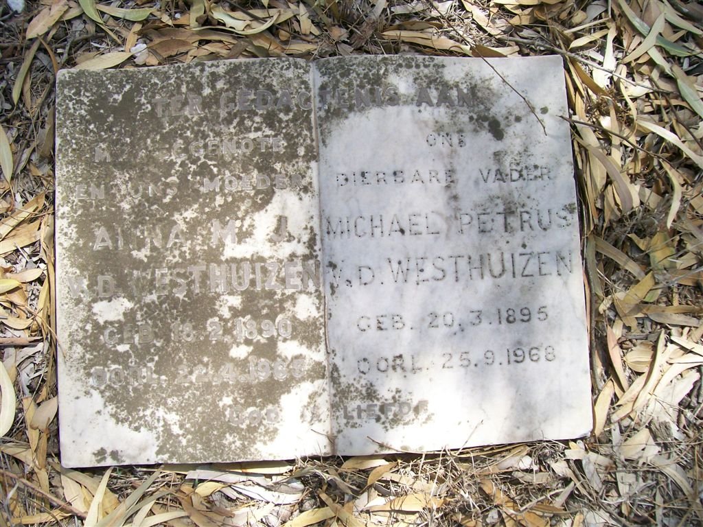 WESTHUIZEN Michael Petrus, v.d. 1895-1968 &amp; Anna M.J. 1890-1965