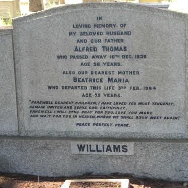 WILLIAMS Alfred Thomas -1939 &amp; Beatrice Maria -1964