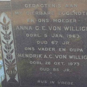 WILLIGH Hendrik A.C., von -1973 &amp; Anna G.E. -1963