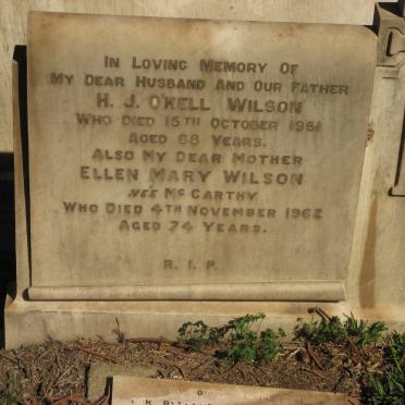 WILSON H.J. O'Kell -1954 &amp; Ellen Mary McCARTHY -1962