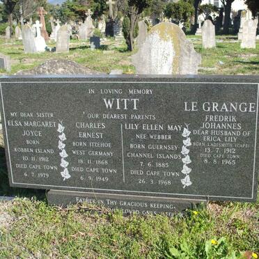 WITT Charles Ernest 1868-1949 &amp; Lily Ellen May WEBBER 1885-1968 :: LE GRANGE Fredrik Johannes 1912-1965