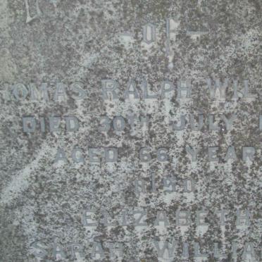 WILLIAMS Thomas Ralph -1913 &amp; Elizabeth Sarah -1916 