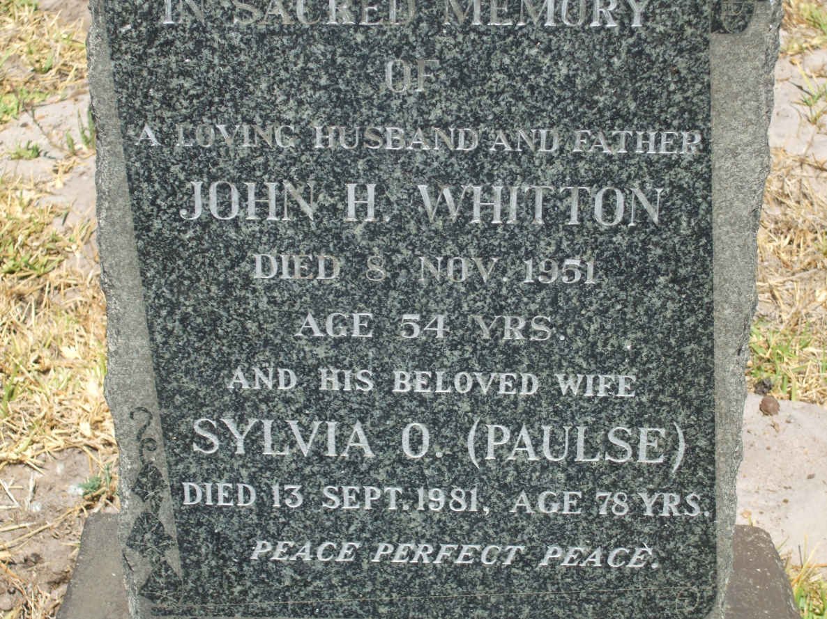 WHITTON John H. -1951 &amp; Sylvia PAULSE -1981