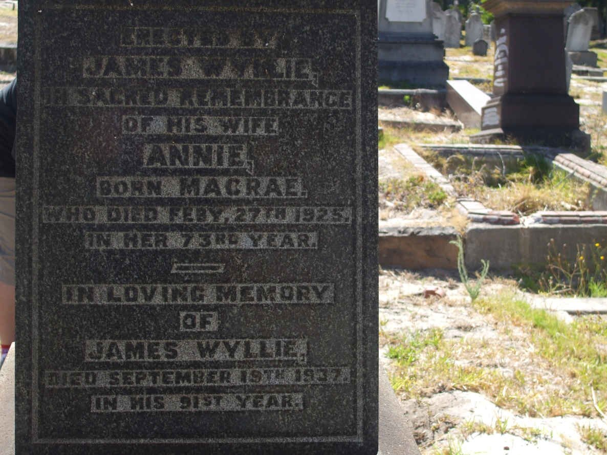 WYLLIE James -1937 &amp; Annie MACRAE -1925