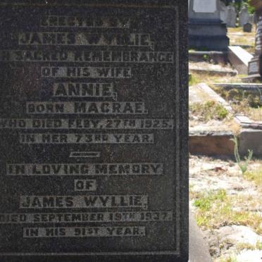 WYLLIE James -1937 &amp; Annie MACRAE -1925